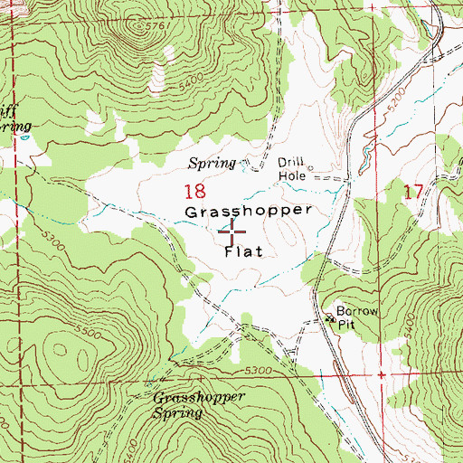 Topographic Map of Grasshopper Flat, OR