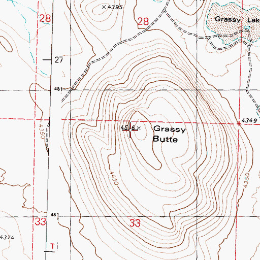 Topographic Map of Grassy Butte, OR