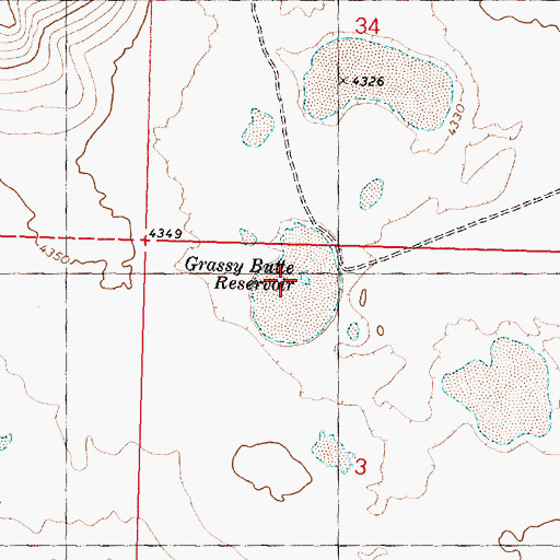 Topographic Map of Grassy Butte Reservoir, OR
