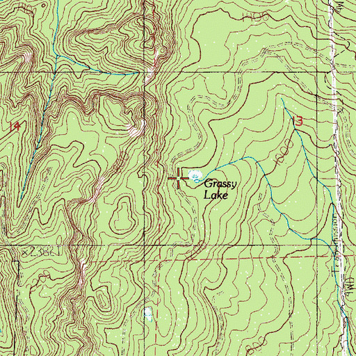 Topographic Map of Grassy Lake, OR
