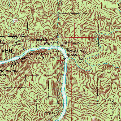 Topographic Map of Grave Creek, OR