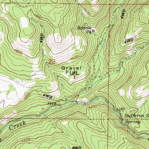 Topographic Map of Gravel Flat, OR