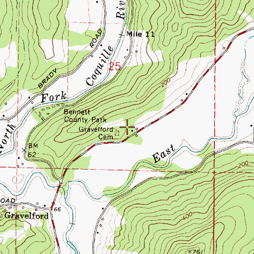 Topographic Map of Gravelford Cemetery, OR