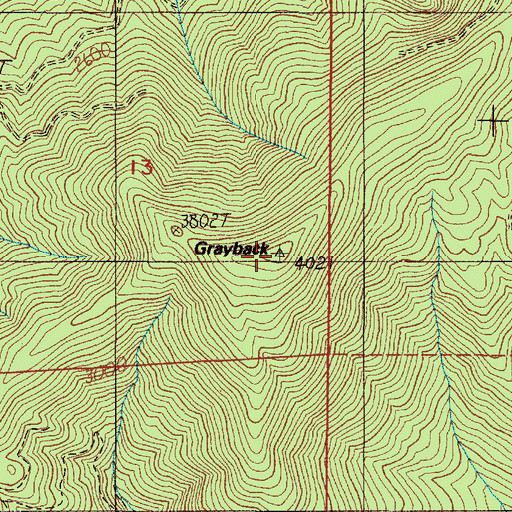 Topographic Map of Grayback, OR