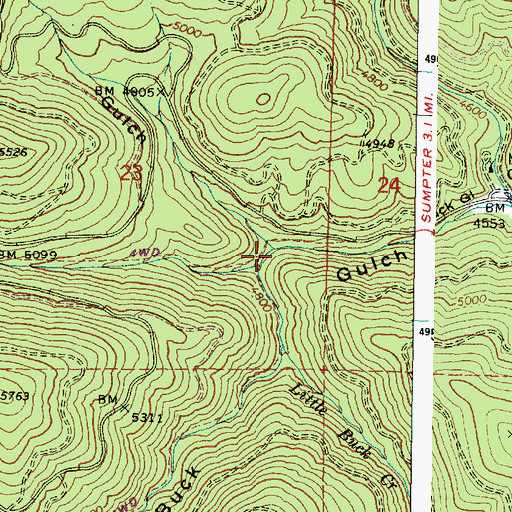 Topographic Map of Grays Gulch, OR