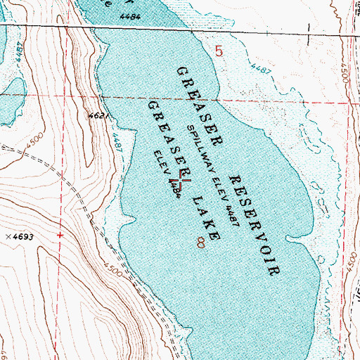 Topographic Map of Greaser Lake, OR