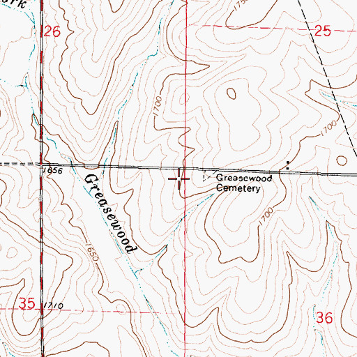 Topographic Map of Greasewood Cemetery, OR