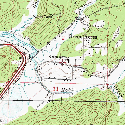 Topographic Map of Green Acres School (historical), OR