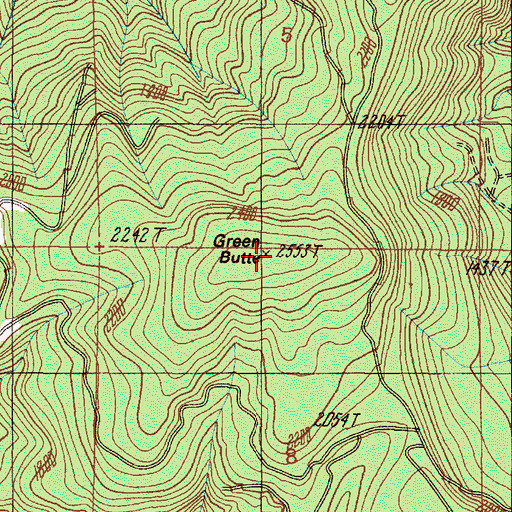 Topographic Map of Green Butte, OR
