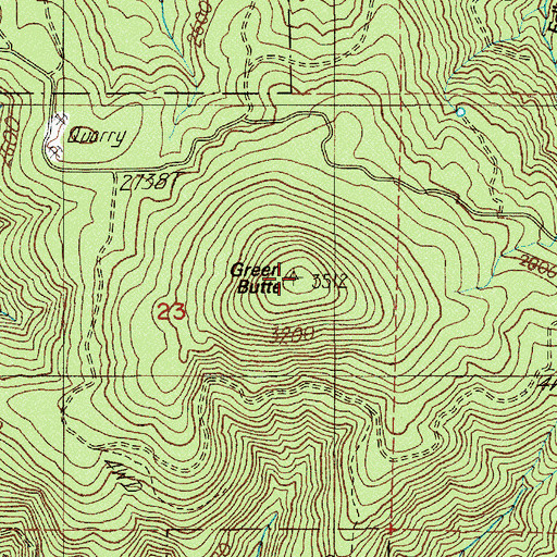 Topographic Map of Green Butte, OR
