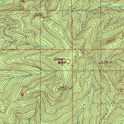 Topographic Map of Green Mountain, OR