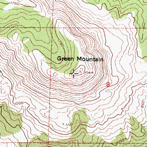 Topographic Map of Green Mountain, OR
