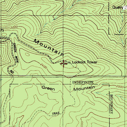 Topographic Map of Green Mountain, OR