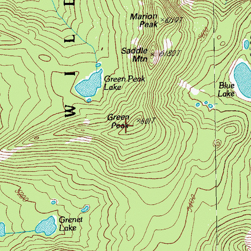 Topographic Map of Green Peak, OR