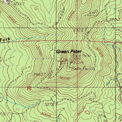 Topographic Map of Green Peter, OR