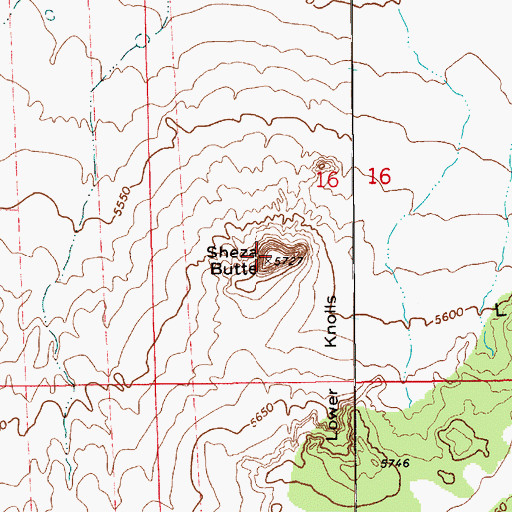 Topographic Map of Sheza Butte, AZ