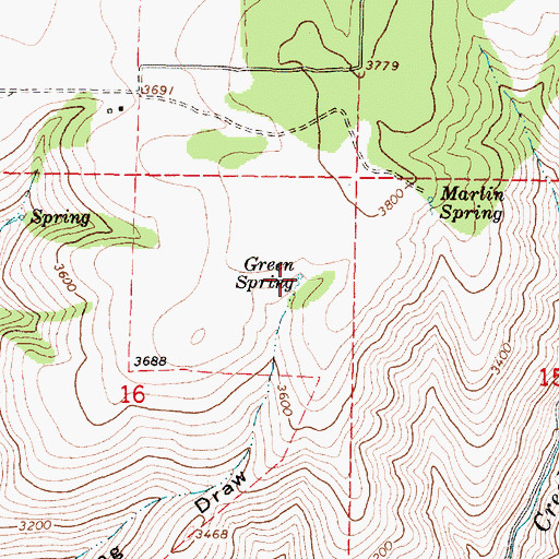Topographic Map of Green Spring, OR
