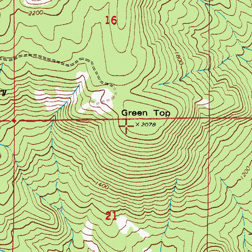 Topographic Map of Green Top, OR