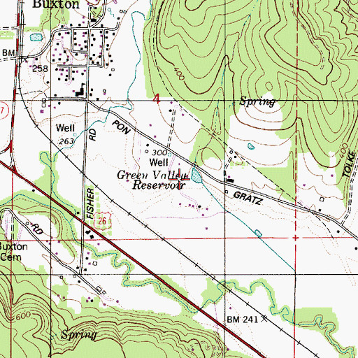 Topographic Map of Green Valley Reservoir, OR