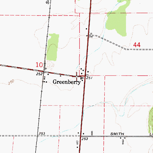 Topographic Map of Greenberry, OR