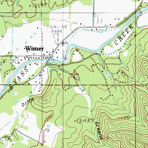 Topographic Map of Greens Gulch, OR