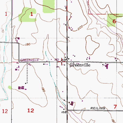 Topographic Map of Greenville (historical), OR