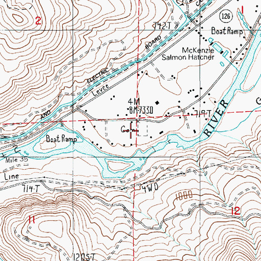 Topographic Map of Greenwood Cemetery, OR