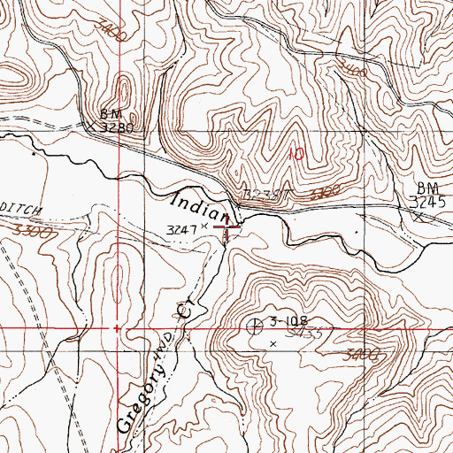 Topographic Map of Gregory Creek, OR