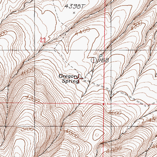 Topographic Map of Gregory Spring, OR