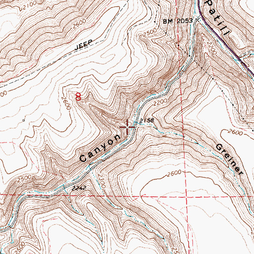 Topographic Map of Greiner Canyon, OR