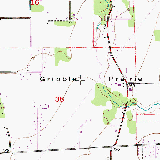 Topographic Map of Gribble Prairie, OR
