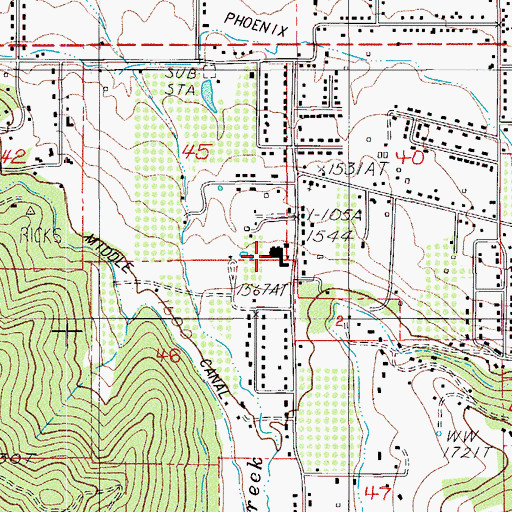 Topographic Map of Griffin Creek Elementary School, OR