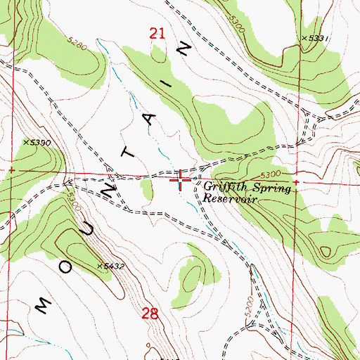 Topographic Map of Griffith Spring Reservoir, OR