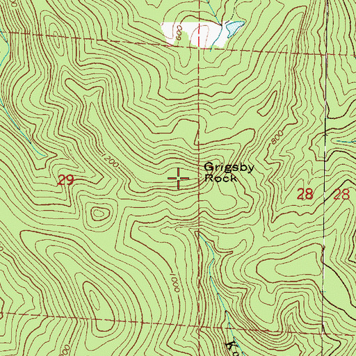 Topographic Map of Grigsby Rock, OR