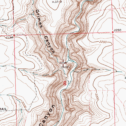 Topographic Map of Grimes Canyon, OR