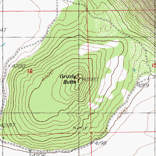 Topographic Map of Grizzly Butte, OR