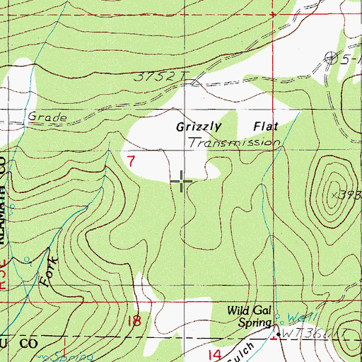 Topographic Map of Grizzly Flat, OR