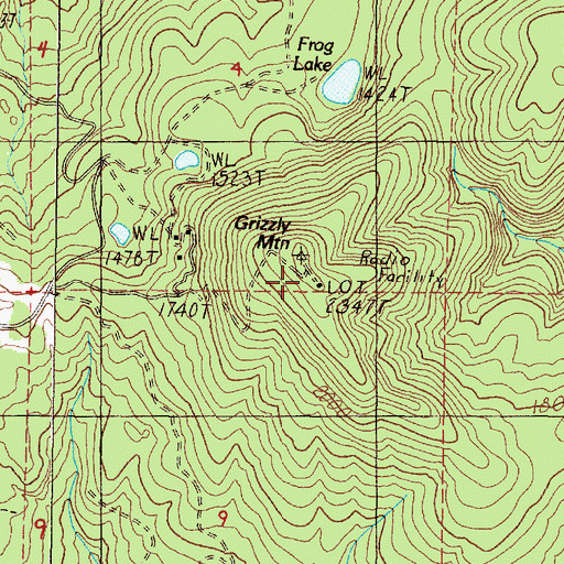 Topographic Map of Grizzly Mountain, OR