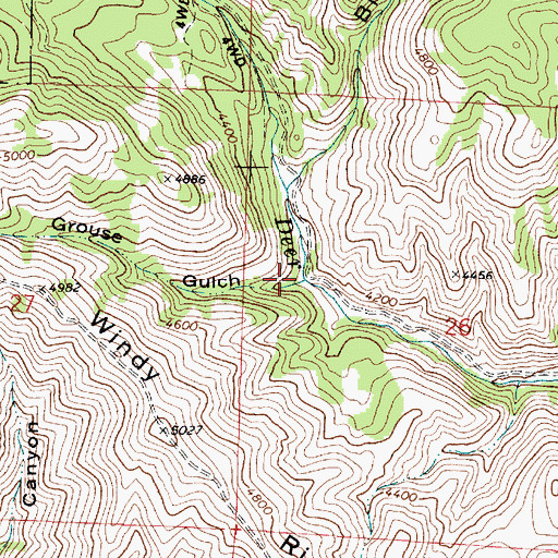 Topographic Map of Grouse Gulch, OR