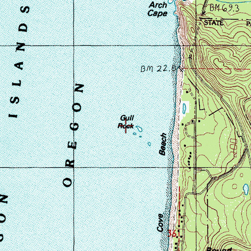 Topographic Map of Gull Rock, OR