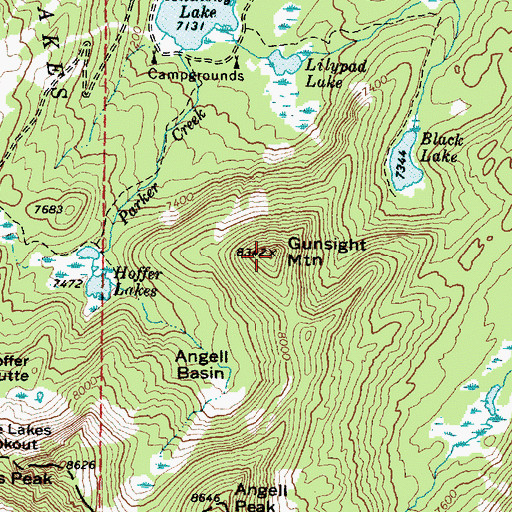 Topographic Map of Gunsight Mountain, OR