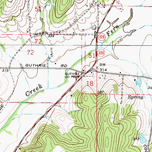 Topographic Map of Guthrie Community Park, OR