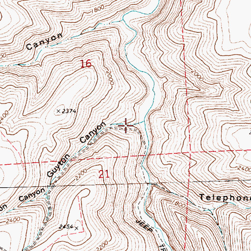 Topographic Map of Guyton Canyon, OR