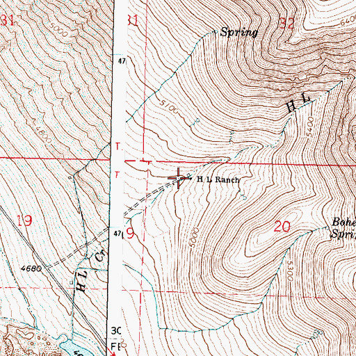 Topographic Map of H L Ranch, OR