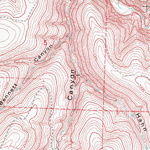 Topographic Map of Hahn Canyon, OR