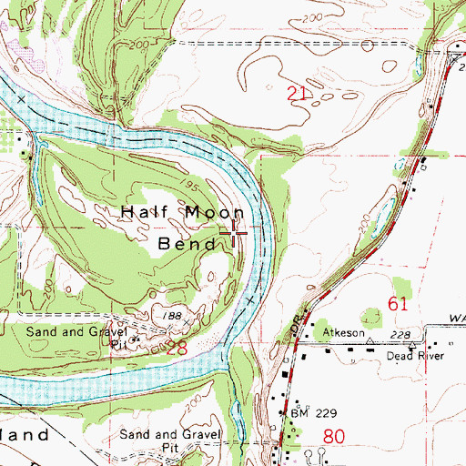 Topographic Map of Half Moon Bend, OR