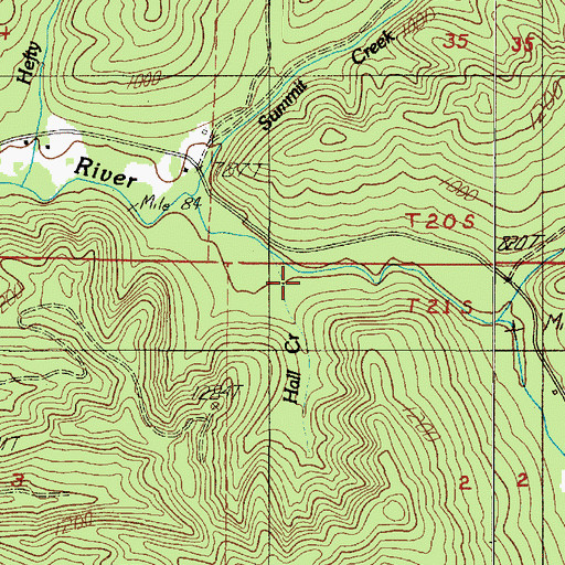 Topographic Map of Hall Creek, OR