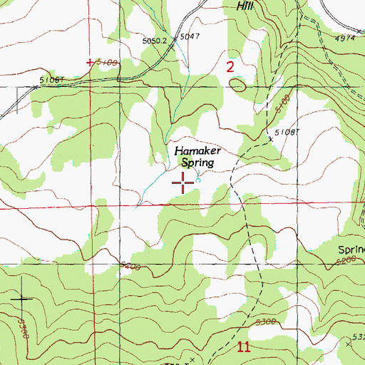 Topographic Map of Hamaker Spring, OR