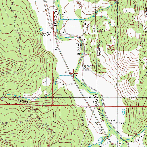 Topographic Map of Hambrick Creek, OR