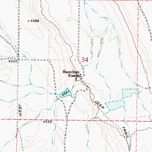 Topographic Map of Hamilton Ranch, OR